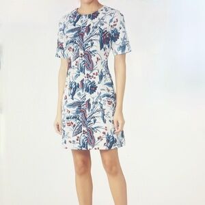 Diane Von Furstenberg Lena Floral Blue White Dress sz 2 Like New Retail $448